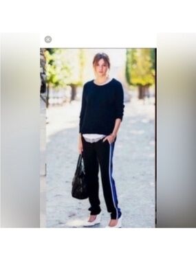 Ann Taylor navy Blue Side Stripe pants